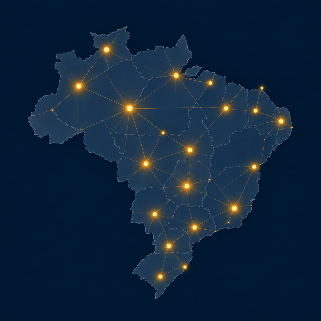 Mapa do Brasil com conexões entre regiões